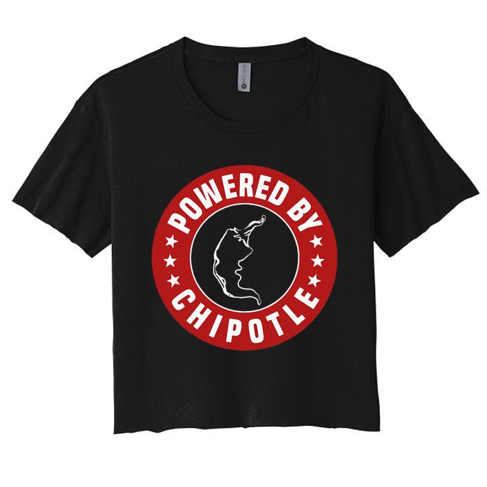 Funny Powered By Chipotle Design Chili Pepper Women's Crop Top Tee