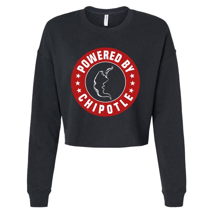 Funny Powered By Chipotle Design Chili Pepper Cropped Pullover Crew