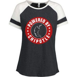 Funny Powered By Chipotle Design Chili Pepper Enza Ladies Jersey Colorblock Tee