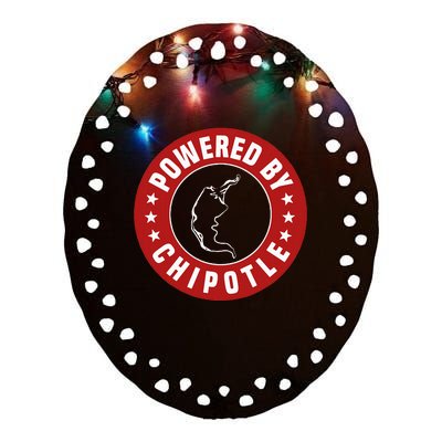 Funny Powered By Chipotle Design Chili Pepper Ceramic Oval Ornament