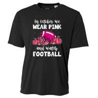 Football Pumpkin Breast Cancer In October We Wear Pink Gift Cooling Performance Crew T-Shirt