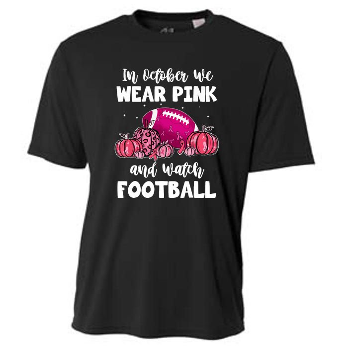 Football Pumpkin Breast Cancer In October We Wear Pink Gift Cooling Performance Crew T-Shirt