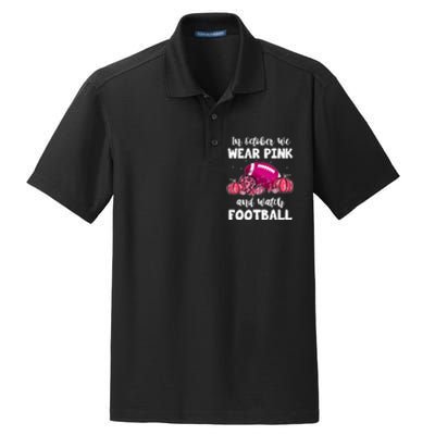 Football Pumpkin Breast Cancer In October We Wear Pink Gift Dry Zone Grid Polo