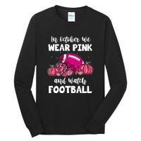 Football Pumpkin Breast Cancer In October We Wear Pink Gift Tall Long Sleeve T-Shirt