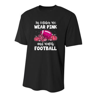 Football Pumpkin Breast Cancer In October We Wear Pink Gift Youth Performance Sprint T-Shirt