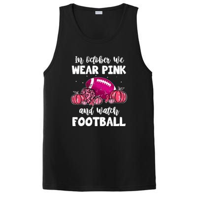 Football Pumpkin Breast Cancer In October We Wear Pink Gift PosiCharge Competitor Tank