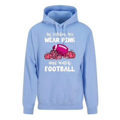 Football Pumpkin Breast Cancer In October We Wear Pink Gift Unisex Surf Hoodie