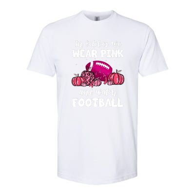 Football Pumpkin Breast Cancer In October We Wear Pink Gift Softstyle CVC T-Shirt