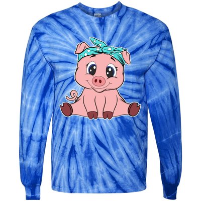 Funny Pig Bandana Gift Cute Little Piggy Lovers Gift Top Tie-Dye Long Sleeve Shirt