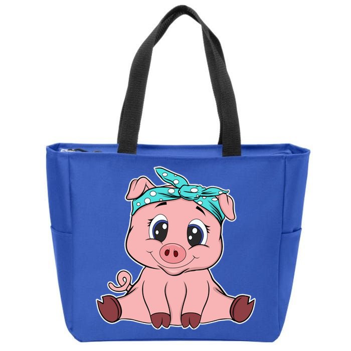 Funny Pig Bandana Gift Cute Little Piggy Lovers Gift Top Zip Tote Bag