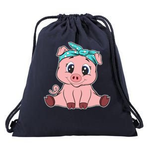 Funny Pig Bandana Gift Cute Little Piggy Lovers Gift Top Drawstring Bag