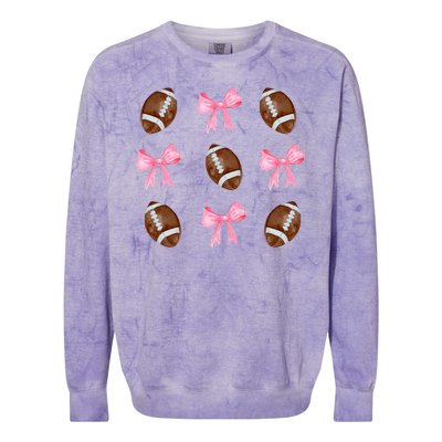 Football Pink Bow Festive Sport Lover Colorblast Crewneck Sweatshirt