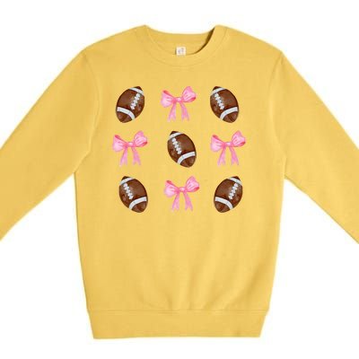 Football Pink Bow Festive Sport Lover Premium Crewneck Sweatshirt