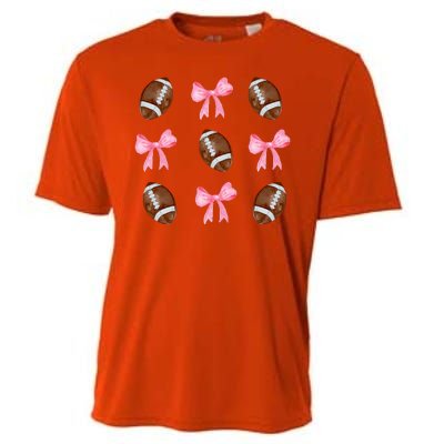 Football Pink Bow Festive Sport Lover Cooling Performance Crew T-Shirt