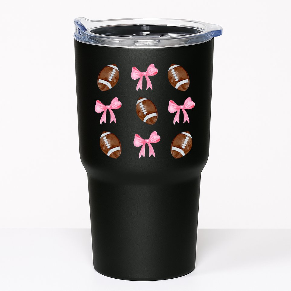 Football Pink Bow Festive Sport Lover Tumbler