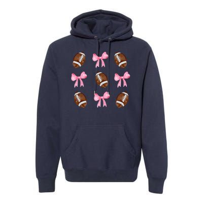 Football Pink Bow Festive Sport Lover Premium Hoodie