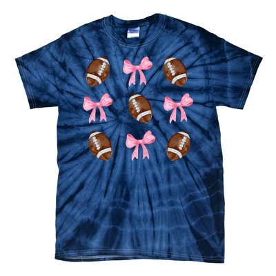 Football Pink Bow Festive Sport Lover Tie-Dye T-Shirt