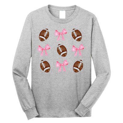 Football Pink Bow Festive Sport Lover Long Sleeve Shirt