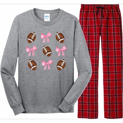 Football Pink Bow Festive Sport Lover Long Sleeve Pajama Set