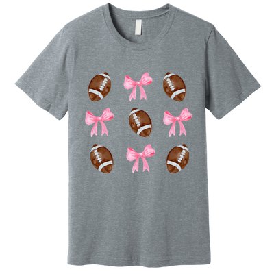 Football Pink Bow Festive Sport Lover Premium T-Shirt