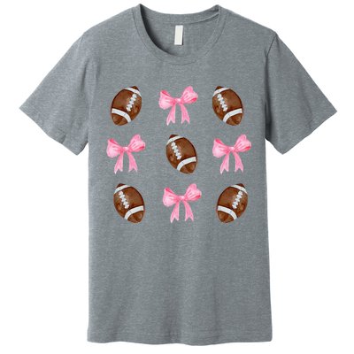 Football Pink Bow Festive Sport Lover Premium T-Shirt