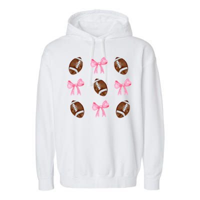 Football Pink Bow Festive Sport Lover Garment-Dyed Fleece Hoodie