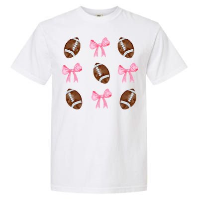 Football Pink Bow Festive Sport Lover Garment-Dyed Heavyweight T-Shirt