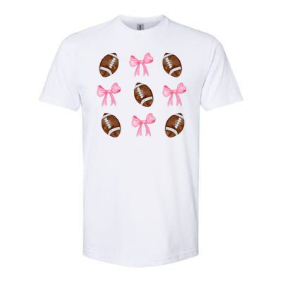 Football Pink Bow Festive Sport Lover Softstyle CVC T-Shirt