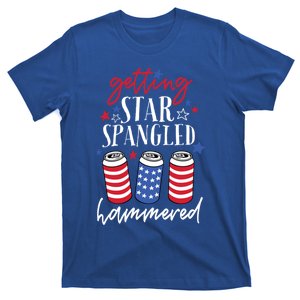 Funny Patriotic Beer Flag Getting Star Spangled Hammered Funny Gift T-Shirt