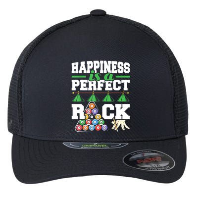 Funny Pool Billiard Player Happiness Is A Perfect Rack Gift Flexfit Unipanel Trucker Cap