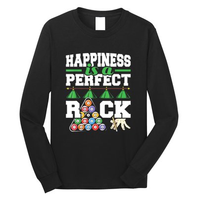 Funny Pool Billiard Player Happiness Is A Perfect Rack Gift Long Sleeve Shirt