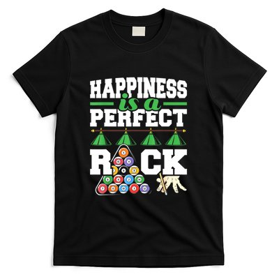 Funny Pool Billiard Player Happiness Is A Perfect Rack Gift T-Shirt