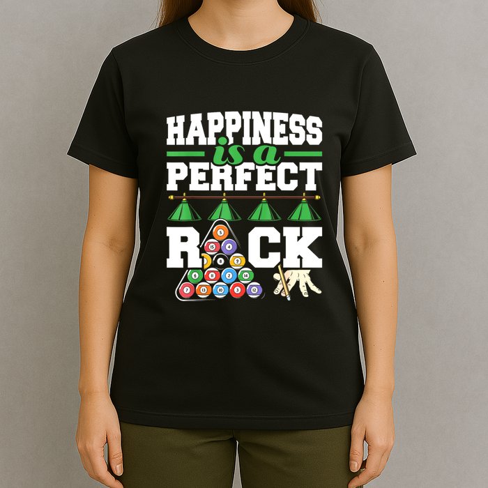 Funny Pool Billiard Player Happiness Is A Perfect Rack Gift T-Shirt