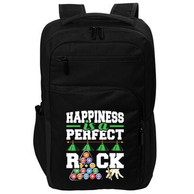 Funny Pool Billiard Player Happiness Is A Perfect Rack Gift Impact Tech Backpack