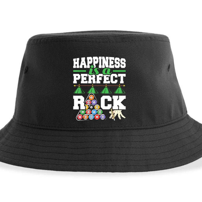 Funny Pool Billiard Player Happiness Is A Perfect Rack Gift Sustainable Bucket Hat