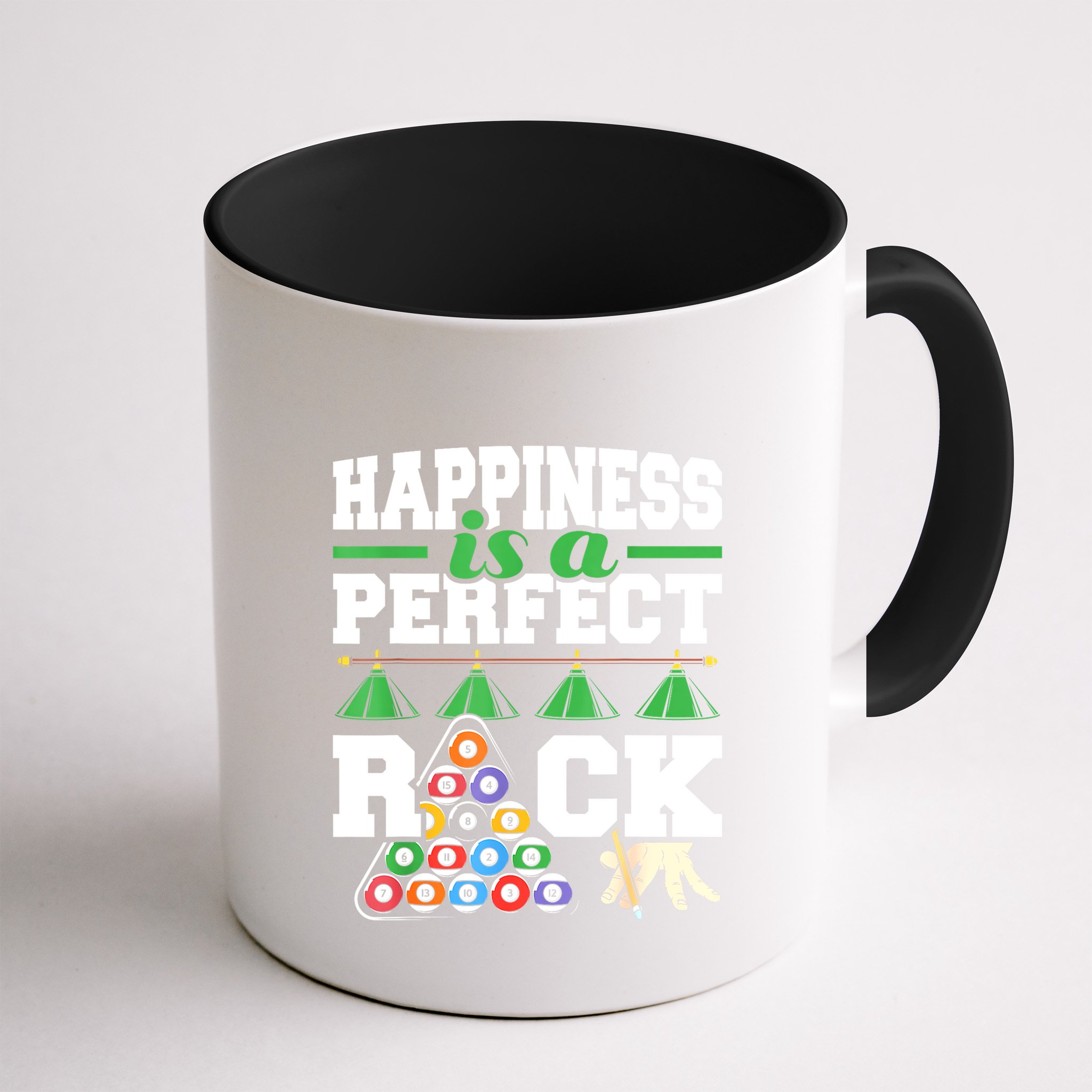 Funny Pool Billiard Player Happiness Is A Perfect Rack Gift Mug