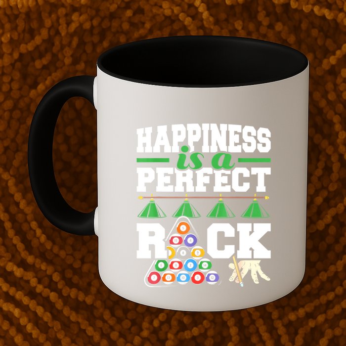 Funny Pool Billiard Player Happiness Is A Perfect Rack Gift Mug