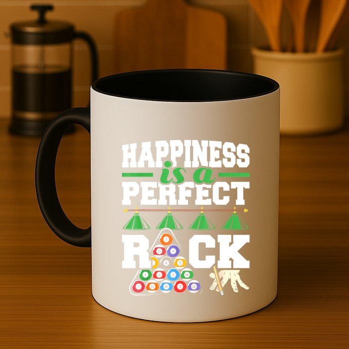 Funny Pool Billiard Player Happiness Is A Perfect Rack Gift Mug