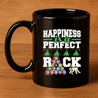 Funny Pool Billiard Player Happiness Is A Perfect Rack Gift 11oz C Handle Ceramic Mug