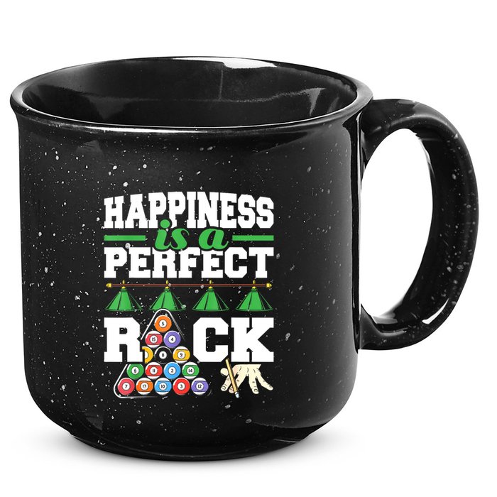 Funny Pool Billiard Player Happiness Is A Perfect Rack Gift 15oz Campfire Ceramic Mug