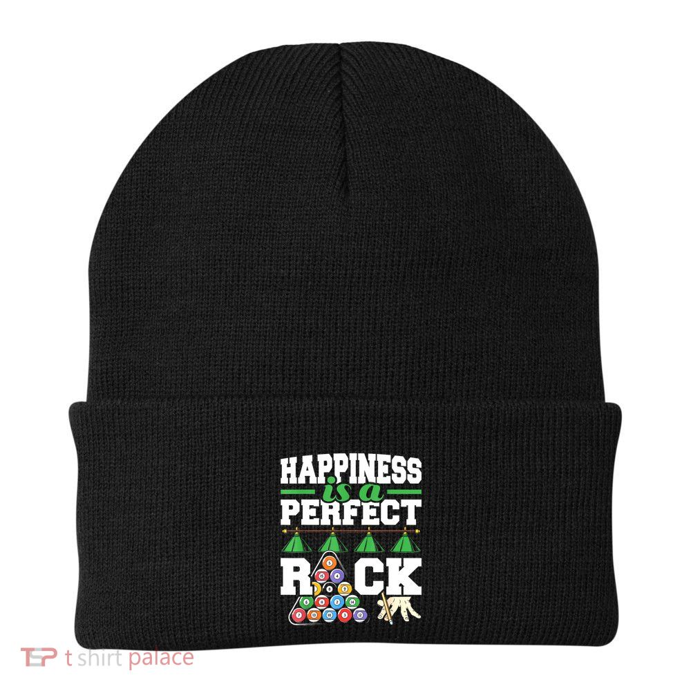 Funny Pool Billiard Player Happiness Is A Perfect Rack Gift Beanie