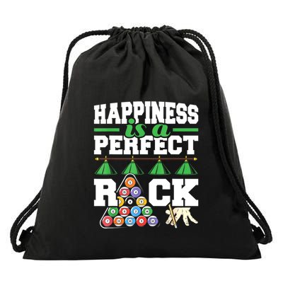 Funny Pool Billiard Player Happiness Is A Perfect Rack Gift Drawstring Bag