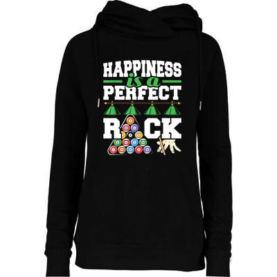Funny Pool Billiard Player Happiness Is A Perfect Rack Gift Womens Funnel Neck Pullover Hood