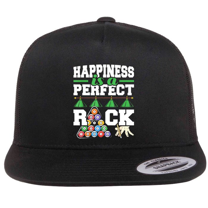 Funny Pool Billiard Player Happiness Is A Perfect Rack Gift Flatbill Hat