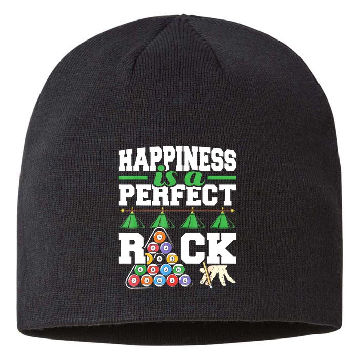 Funny Pool Billiard Player Happiness Is A Perfect Rack Gift Sustainable Beanie