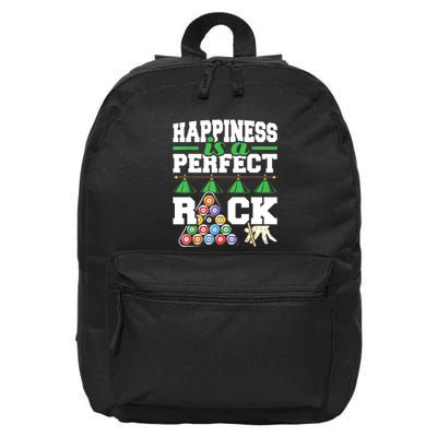 Funny Pool Billiard Player Happiness Is A Perfect Rack Gift 16 in Basic Backpack