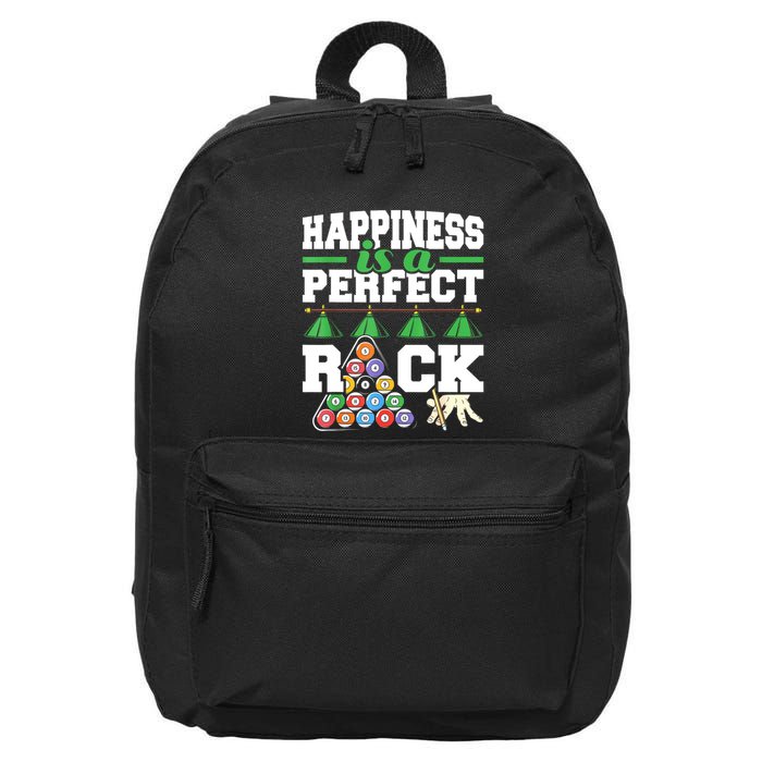 Funny Pool Billiard Player Happiness Is A Perfect Rack Gift 16 in Basic Backpack