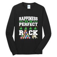 Funny Pool Billiard Player Happiness Is A Perfect Rack Gift Tall Long Sleeve T-Shirt