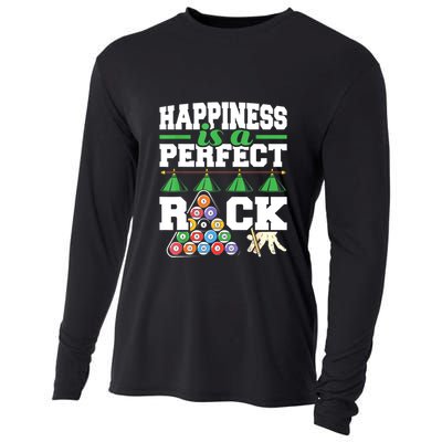 Funny Pool Billiard Player Happiness Is A Perfect Rack Gift Cooling Performance Long Sleeve Crew