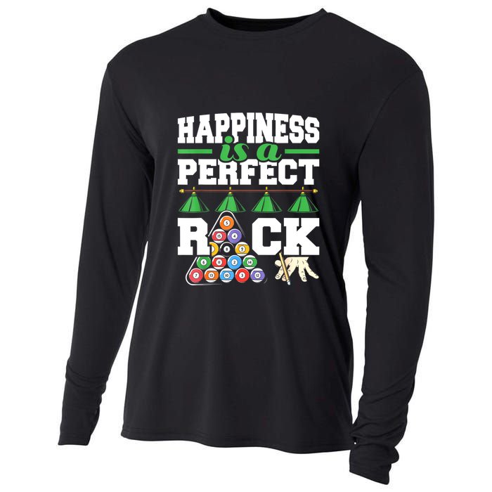 Funny Pool Billiard Player Happiness Is A Perfect Rack Gift Cooling Performance Long Sleeve Crew